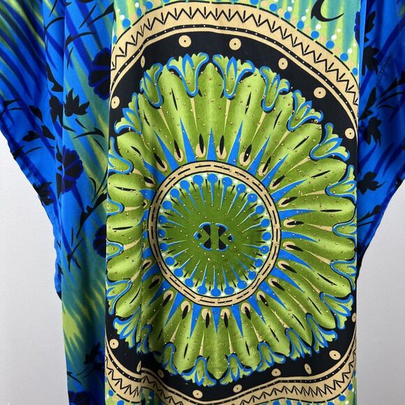 Sante Classics Mumu Dress Women One Size Green Embellished Maxi Lounge Bedroom - Picture 7 of 12